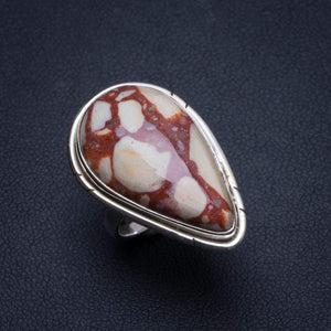 StarGems® Natural Brecciated Mookaite Handmade Unique 925 Sterling Silver Ring, US Size 6.5 T7698