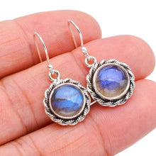 StarGems  Natural Labradorite Handmade 925 Sterling Silver Earrings 1.25" F5798