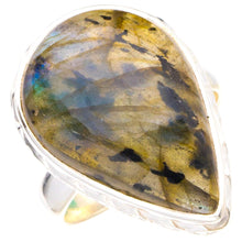 StarGems  Natural Blue Fire Labradorite Handmade 925 Sterling Silver Ring 7 D4261