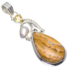 StarGems  Natural Lomen Crisoface,River Pearl and Citrine Handmade Unique 925 Sterling Silver Pendant 2" B3087