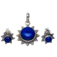 StarGems  Natural Lapis Lazuli Handmade Unique 925 Sterling Silver Jewelry Set Pendant 1.25" Stud 0.5" A3693