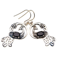 StarGems® Natural Black Onyx Peacock Handmade 925 Sterling Silver Earrings 1.75" D3809