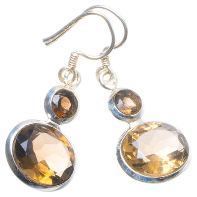 StarGems  Natural Smoky Quartz Handmade Unique 925 Sterling Silver Earrings 1.25