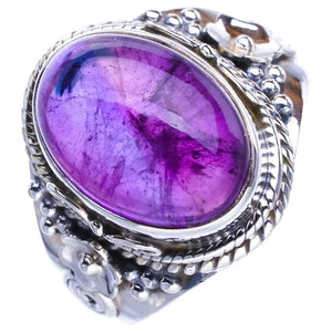 StarGems  Natural Amethyst FlowerHandmade 925 Sterling Silver Ring 8 E9246