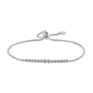 StarGems® Minimalism 0.24cttw Moissanite 925 Sterling Silver Platinum Plated Adjustable Bracelet For Women BX038