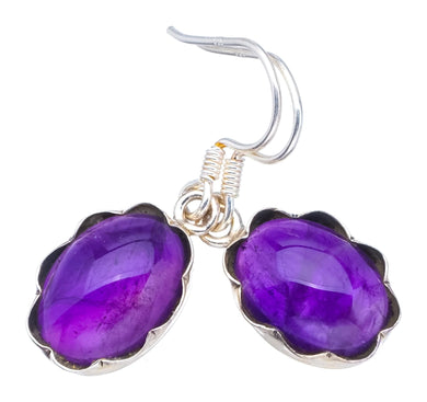 StarGems  Natural Amethyst Punk Style 925 Sterling Silver Earrings 1 1/4