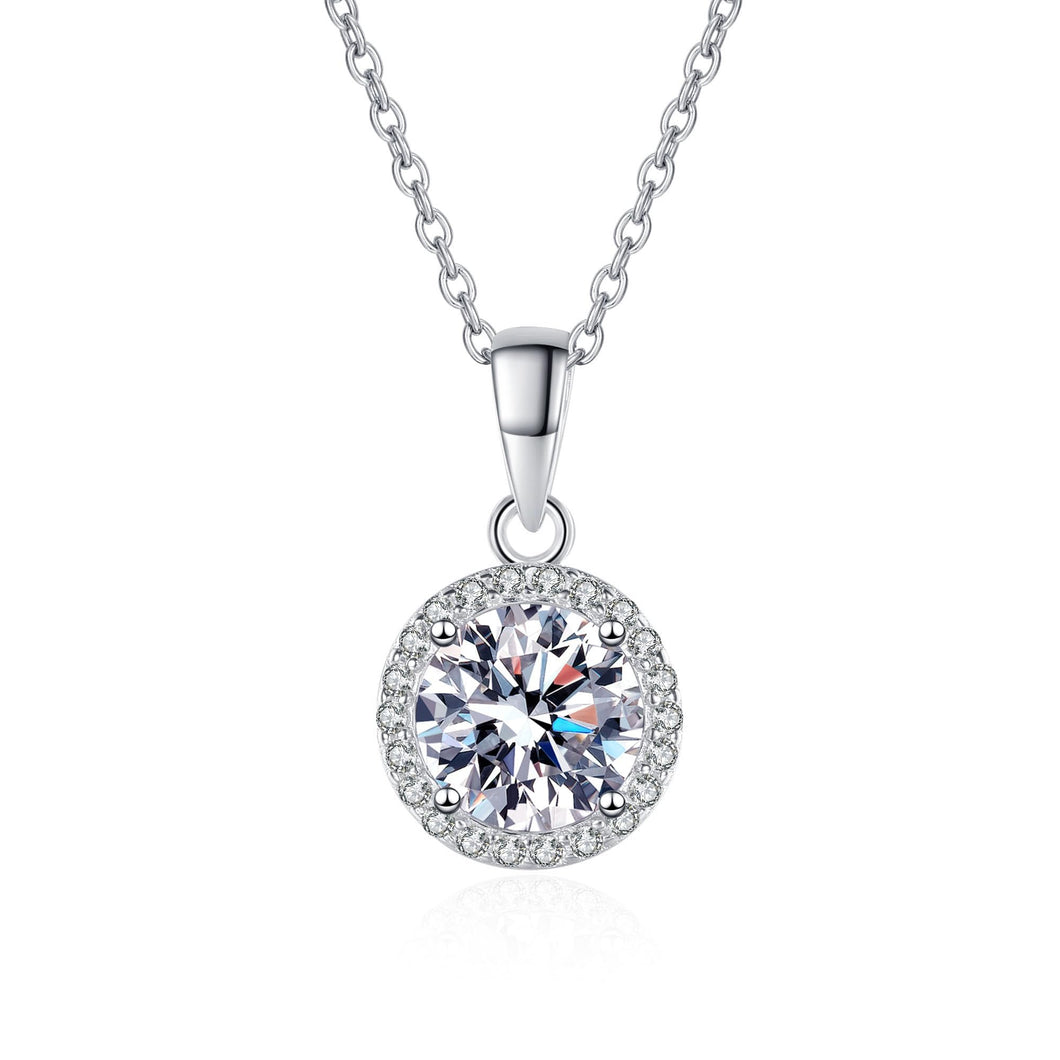 StarGems® Four Prong Minimalist 1ct Moissanite 925 Silver Platinum Plated Necklace 40+5cm NX099