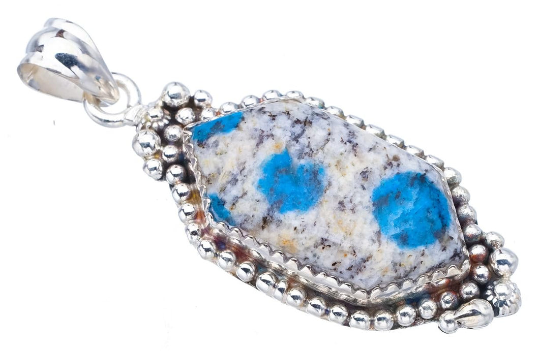 StarGems  Natural K2 Azurite Handmade 925 Sterling Silver Pendant 1.75