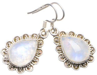 StarGems  Natural Rainbow Moonstone Handmade Unique 925 Sterling Silver Earrings 1.5