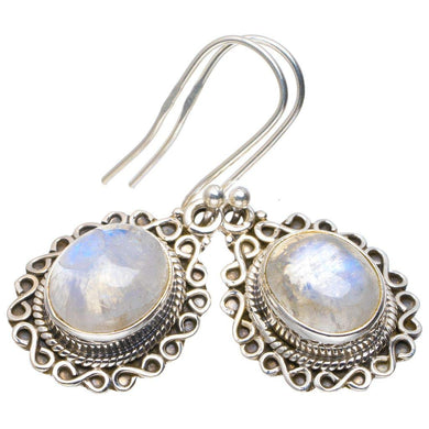 StarGems  Natural Rainbow Moonstone Handmade Unique 925 Sterling Silver Earrings 1.5