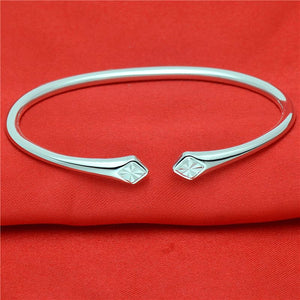 StarGems  Opening Simplism Handmade 999 Sterling Silver Bangle Cuff Bracelet For Women Cb0117