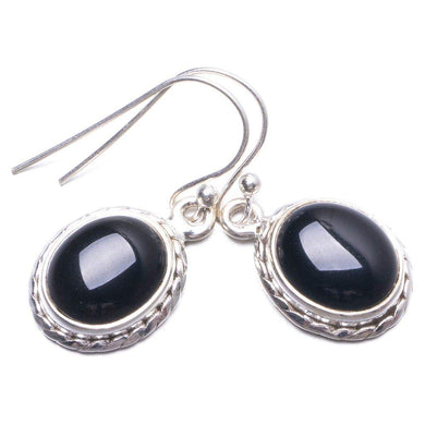 StarGems  Natural Black Onyx Handmade Unique 925 Sterling Silver Earrings 1