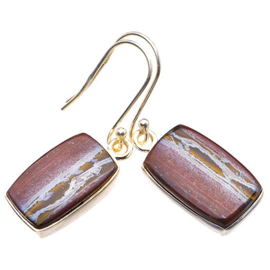 StarGems  Natural Iron Tiger Eye Handmade 925 Sterling Silver Earrings 1.5