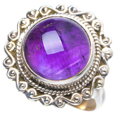 StarGems  Natural Amethyst Handmade Unique 925 Sterling Silver Ring 8.5 Y4173