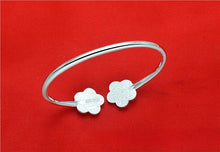 StarGems  Opening Double Flower Handmade 999 Sterling Silver Bangle Cuff Bracelet For Women Cb0108