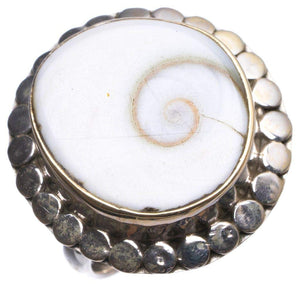 StarGems® Natural Shiva Shell Handmade Unique 925 Sterling Silver Ring, US Size 5.75 T7563