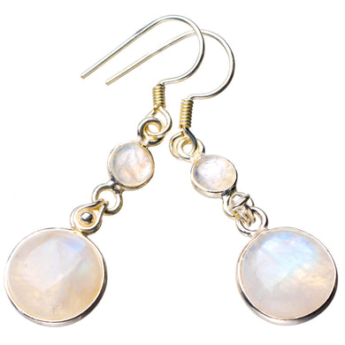 StarGems® Natural Rainbow Moonstone Handmade 925 Sterling Silver Earrings 1.75