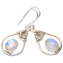 StarGems  Natural Rainbow Moonstone Handmade Unique 925 Sterling Silver Earrings 1.5" A2743