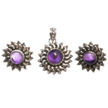 StarGems® Natural Amethyst Handmade 925 Sterling Silver Jewelry Set, Earrings Stud:3/4" Pendant:1 1/4" T8897