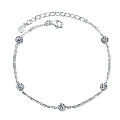 StarGems® Minimalism 0.5ct Moissanite 925 Sterling Silver Platinum Plated Adjustable Bracelet For Women 16+5cm  BX035