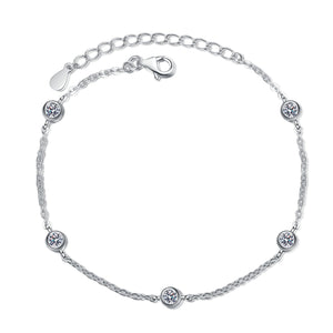 StarGems  Minimalism 0.5ct Moissanite 925 Sterling Silver Platinum Plated Adjustable Bracelet For Women 16+5cm  BX035
