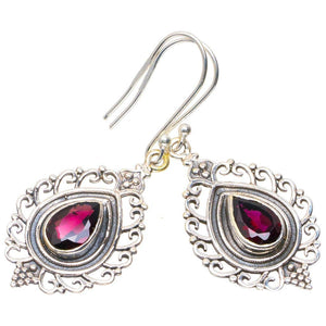 StarGems  Natural Garnet Handmade Unique 925 Sterling Silver Earrings 2" A2735