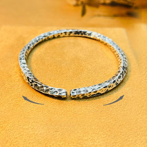 StarGems  Opening Mobius Hammered Handmade 999 Sterling Silver Bangle Cuff Bracelet For Women Cb0060