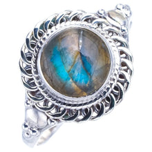 StarGems® Natural Labradorite Handmade 925 Sterling Silver Ring 8.5 F0198