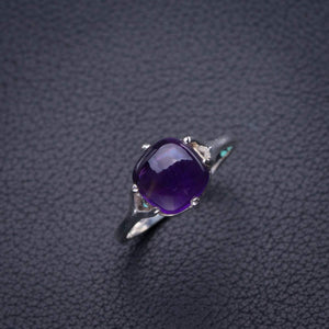 StarGems® Natural Amethyst Handmade 925 Sterling Silver Ring 8 D4780