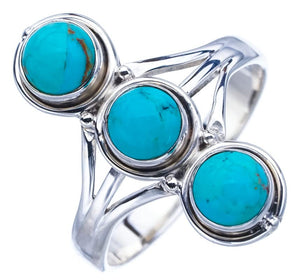 StarGems  Natural Turquoise Handmade 925 Sterling Silver Ring 10.5 F0477