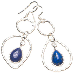 StarGems® Natural Lapis Lazuli Handmade 925 Sterling Silver Earrings 2" T4762