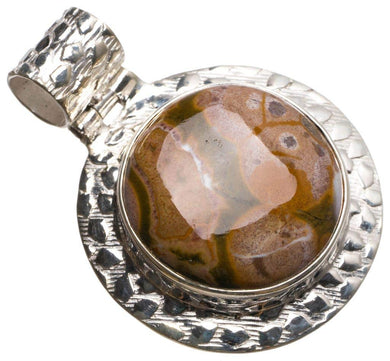 StarGems  Natural Ocean Jasper Handmade 925 Sterling Silver Pendant 1 1/2