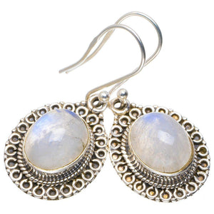 StarGems® Natural Rainbow Moonstone Handmade Unique 925 Sterling Silver Earrings 1.5" A2453