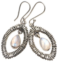 StarGems  Natural Rainbow Moonstone Handmade 925 Sterling Silver Earrings 1 3/4" T3657