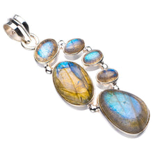 StarGems® Natural Blue Fire Labradorite Handmade 925 Sterling Silver Pendant 2" D5658