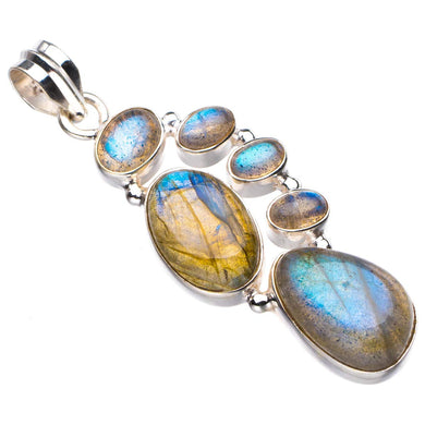 StarGems® Natural Blue Fire Labradorite Handmade 925 Sterling Silver Pendant 2