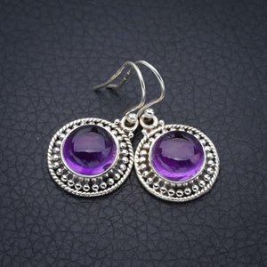 StarGems  Natural Amethyst Handmade 925 Sterling Silver Earrings 1.25" F5605