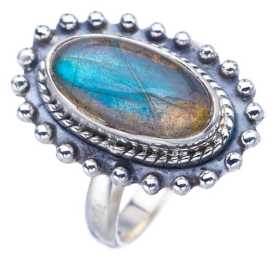 StarGems  Natural Labradorite Handmade 925 Sterling Silver Ring 8.75 F3091