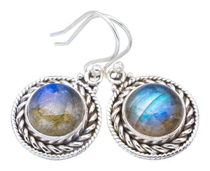 StarGems  Natural Labradorite Handmade 925 Sterling Silver Earrings 1.25" F5792