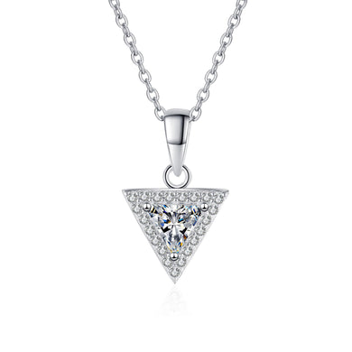 StarGems® Triangle 0.5ct Moissanite 925 Silver Platinum Plated Necklace 40+5cm NX033