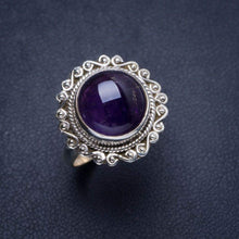 StarGems  Natural Amethyst Handmade Unique 925 Sterling Silver Ring 8.5 Y4173