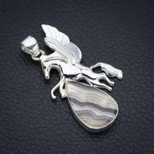 StarGems  Natural Zebra Calcite Horse Handmade 925 Sterling Silver Pendant 1.75" F4564