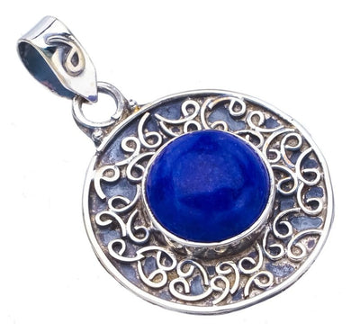 StarGems  Natural Lapis Lazuli Handmade 925 Sterling Silver Pendant 1.25