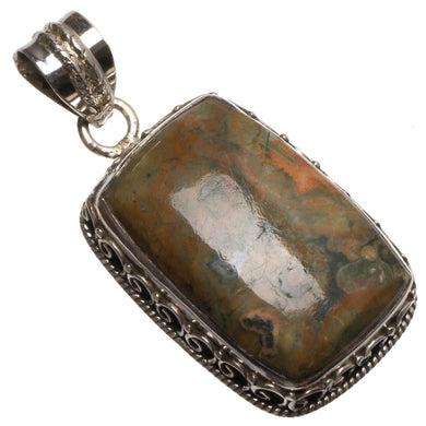 StarGems® Natural Ocean Jasper Handmade 925 Sterling Silver Pendant 1 1/2