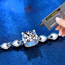 StarGems® 0.5ct Moissanite 925 Silver Platinum Plated Adjustable Four Prong Love-Shape Bracelet B4700