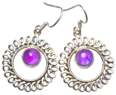 StarGems  Natural Amethyst Handmade Unique 925 Sterling Silver Earrings 1.5