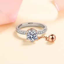 StarGems  Six Prong Gold Plated Spinning Bead 1ct Moissanite 925 Silver Platinum Plated Ring RX032