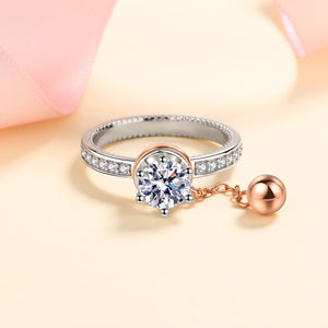 StarGems  Six Prong Gold Plated Spinning Bead 1ct Moissanite 925 Silver Platinum Plated Ring RX032