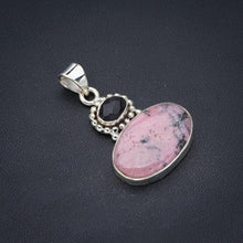 StarGems® Natural Rhodonite Black Onyx Handmade 925 Sterling Silver Pendant 1.5" F3583