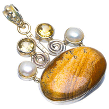 StarGems® Natural Picture Jasper,River Pearl and Citrine Handmade Unique 925 Sterling Silver Pendant 1.5" B3052